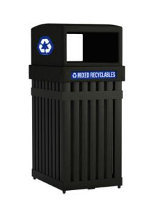 Commercial Zone ArchTec Parkview Recycling Container - 25 Gallon Capacity - 17 1/4" W x 21 3/4" D x 39 1/2" H - Black in Color