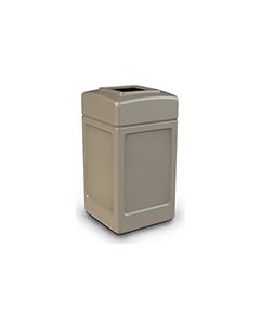 Commercial Zone 732102 Square Open Top Trash Can - 42 Gallon Capacity - 34.5" H x 18.5" Sq. - Beige