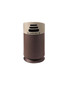 Commercial Zone 7531413999 Galaxy Collection Recycling Receptacle with "Paper Only" Lid - 30 Gallon Capacity - 21 1/2" Dia. x 39 1/2" H - Brown Base with Lunar Sand Top