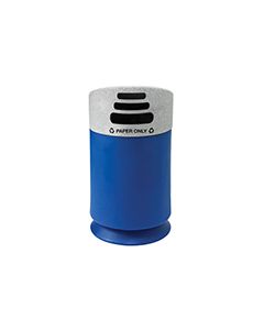 Commercial Zone 7531414099 Galaxy Collection Recycling Receptacle with "Paper Only" Lid - 30 Gallon Capacity - 21 1/2" Dia. x 39 1/2" H - Blue Base with Comet Gray Top