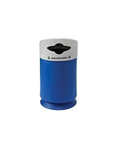 Commercial Zone 7531434099 Galaxy Collection Recycling Receptacle with "Mixed Recyclables" Lid - 30 Gallon Capacity - 21 1/2" Dia. x 39 1/2" H - Blue Base with Comet Gray Top