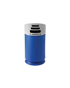Commercial Zone 7532414099 Galaxy Collection Recycling Receptacle with "Paper Only" Lid - 35 Gallon Capacity - 21 1/2" Dia. x 42 1/2" H - Blue Base with Comet Gray Top