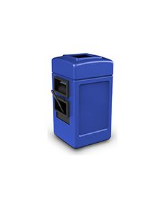 Commercial Zone 755104 - Harbor 1 Square Open Top Waste/Windshield Center - 28 Gallon Capacity - 34.5" H x 18.5" W x 19" D - Blue
