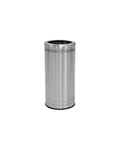 Commercial Zone 781829 Precision Series Imprinted Open Top Waste Receptacle - 25 Gallon Capacity - 15 1/2" Dia. x 34" H - Stainless Steel