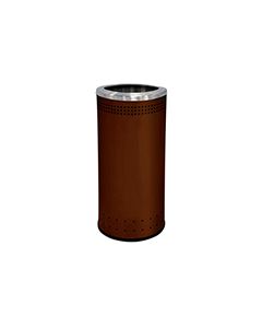 Commercial Zone 781838 Precision Series Imprinted Open Top Waste Receptacle - 25 Gallon Capacity - 15 1/2" Dia. x 34" H - Brown in Color