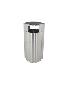 Commercial Zone 782029 Leafview Series Side Entry Waste Receptacle - 20 Gallon Capacity - 21” L x 15 1/4” W x 43” H - Stainless Steel