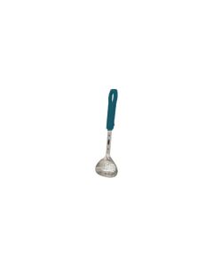 Rubbermaid 9G29 6 oz. Precision Stainless Steel Perforated Portioning Spoon with 14" Teal Handle