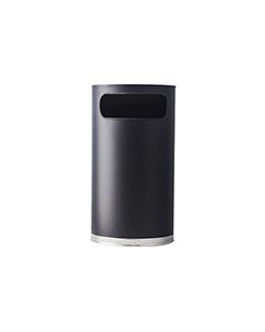 Witt Industries 9HR-BK Side Entry Half Round Waste Receptacle - 9 Gallon Capacity - 18" W x 32" H x 8 1/2" D - Black Body with Chrome Base