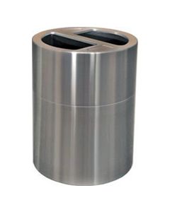 Imprezza ALMOR60 Aluminum Open Top Dual Stream Recycling Container - 56 Gallon Capacity - Satin Aluminum