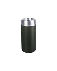 Rubbermaid / United Receptacle AOT15SABK - Crowne Collection Small Open Top Trash Receptacle - 15 Gallon Capacity - 15" Dia. x 30" H - 9" Dia. Disposal Opening - Black Textured Body with Satin Aluminum Top