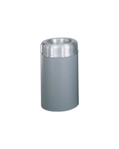 Rubbermaid / United Receptacle AOT30SAGR Crowne Collecton Small Open Top Trash Receptacle - 30-Gallon Capacity - 20" Dia. x 34.5" H - 12" Dia. Disposal Opening - Gray textured body with Satin Aluminum Top