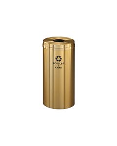 Glaro B1532BE "RecyclePro 1" Receptacle with Round Opening - 16 Gallon Capacity - 15" Dia. x 31" H - Satin Brass