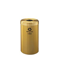 Glaro B1542BE "RecyclePro Value" Receptacle with Round Opening - 23 Gallon Capacity - 15" Dia. x 30" H - Satin Brass