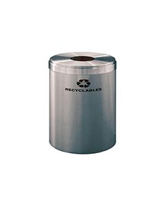 Glaro B2042SA "RecyclePro Value" Receptacle with Round Opening - 41 Gallon Capacity - 20" Dia. x 30" H - Satin Aluminum