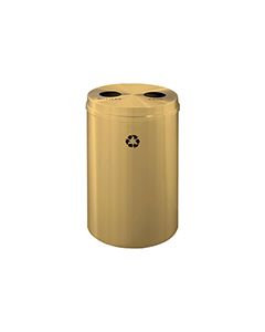 Glaro BC2032BE "RecyclePro 2" Receptacle with Two Round Openings - 33 Gallon Capacity - 20" Dia. x 31" H - Satin Brass