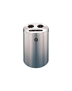 Glaro BCP20SA "RecyclePro 3" Receptacle with Paper Slot and Two Round Openings - 33 Gallon Capacity - 20" Dia. x 31" H - Satin Aluminum