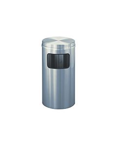 Glaro C1566SA New Yorker Collection Flat Top Trash Can - 10 Gallon Capacity - 15" Dia. x 31" H - Satin Aluminum