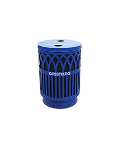 Witt Industries COVR40-FTR Covington Collection Recycling Container - 40 Gallon Capacity - 24" Dia. x 34 5/8" H - Blue in Color