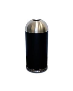 Imprezza DOT15SSBKGL Bullet Dome Open Top Waste Can - 15 Gallon Capacity - 15" Dia. x 35 1/2" H - Black Body with Stainless Steel Top