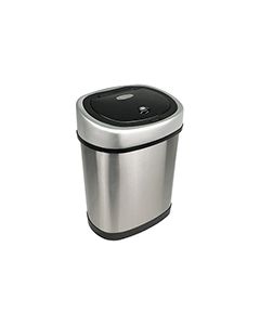 Nine Stars DZT-12-9 Infrared Touchless Waste Receptacle - 3.2 Gallon Capacity - 12" L x 8 2/5" W x 15 1/5" H - Stainless Steel with Black Top