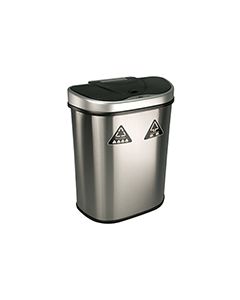 Nine Stars DZT-70-11R Infrared Touchless Recycling Waste Receptacle - 18.5 Gallon Capacity - 23 1/5" L x 14 4/5" W x 28 3/8" H - Stainless Steel with Black Top