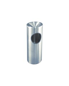 Glaro F192SA New Yorker Collection Ash/Trash Receptacle with Funnel Top - 3 Gallon Capacity - 9" Dia. x 23" H - Satin Aluminum