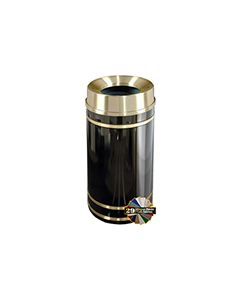 Glaro F2055 Monte Carlo Collection Funnel Top Waste Receptacle - 33 Gallon Capacity - 20" Dia. x 36" H - Satin Brass Accents