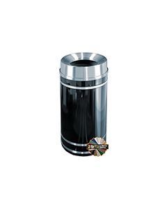 Glaro F2056 Monte Carlo Collection Funnel Top Waste Receptacle - 33 Gallon Capacity - 20" Dia. x 36" H - Satin Aluminum Accents