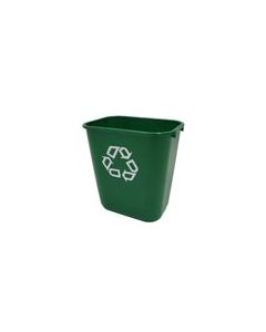 Rubbermaid FG295606GRN Deskside Recycling Container, Medium with Universal Recycle Symbol - 28 1/8 Quart Capacity - 14.38" L x 10.25" W x 15" H