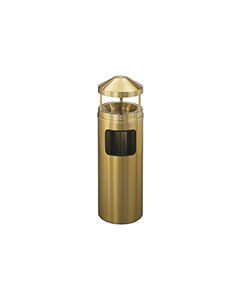 Glaro H1203BE Atlantis "All-Weather" Collection Canopy Top Receptacle with Sand Tray - 6 Gallon Capacity - 12" Dia. x 39" H - Satin Brass