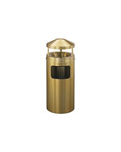 Glaro H1503BE Atlantis "All-Weather" Collection Canopy Top Receptacle with Sand Urn - 10 Gallon Capacity - 15" Dia. x 39" H - Satin Brass