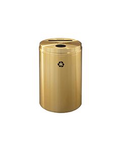 Glaro PC2032BE "RecyclePro 2" Receptacle with Paper Slot and Round Opening - 33 Gallon Capacity - 20" Dia. x 31" H - Satin Brass