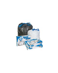 Pitt Plastics DT33W 20-33 Gallon Quick Draw Drawstring Can Liners - White in Color - 33 x 39 - 1 Mil - 150 per case - Interleaved