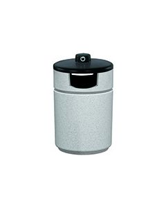 Witt Industries RLC-2641SHAB Poly Lite Crete Round Side Load with Hide-A-Butt Ash Urn Trash Can - 60 Gallon Capacity - 26" Dia. x 41" H - Graystone, Whitestone or Sandstone