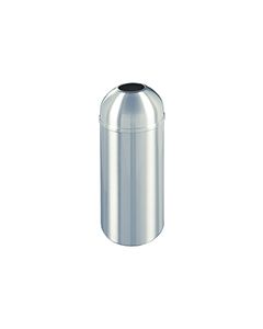 Glaro T1230SA New Yorker Collection Open Dome Top Receptacle - 8 Gallon Capacity - 12" Dia. x 30" H - Satin Aluminum