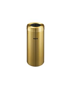 Glaro W1242BE "RecyclePro Value" Receptacle with Large Round Opening - 15 Gallon Capacity - 12" Dia. x 30" H - Satin Brass