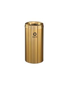 Glaro W1532BE "RecyclePro 1" Receptacle with Large Round Opening - 16 Gallon Capacity - 15" Dia. x 31" H - Satin Brass