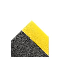 Crown Mats Wear-Bond Comfort-King Anti-Fatigue Mat with Zedlan Foam Backing and Vinyl Surface - Black with Yellow Border