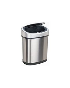 Nine Stars DZT-42-9 Infrared Touchless Waste Receptacle - 11.1 Gallon Capacity - 16 1/5" L x 11 2/5" W x 24" H - Stainless Steel with Black Top