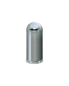 Rubbermaid / United Receptacle R1536SM Round Top Waste Receptacle - 15 Gallon Capacity - 15" Dia. x 36" H - Disposal Opening is 8" W x 7" H - Silver Metallic