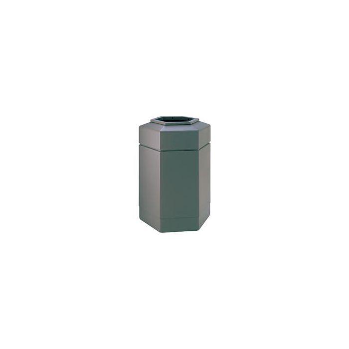 Hexagon Trash Can - 30-Gallon Capacity - 29 H x 20 W x 17 1/4 D - Gray