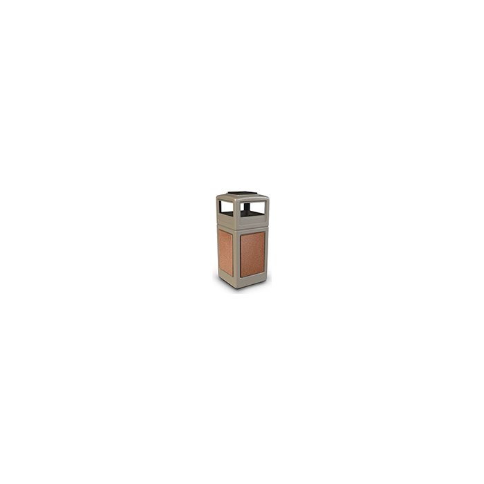 Commercial Zone 72051699 StoneTec Aggregate Trash Can with Ash/Trash Dome Lid - 42 Gallon Capacity - Beige with Sedona Panels