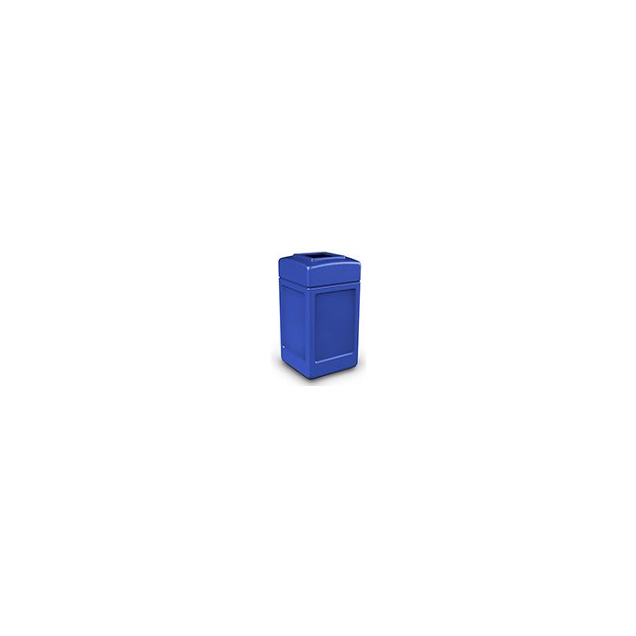 Commercial Zone 732104 Square Open Top Trash Can - 42 Gallon Capacity - 34.5" H x 18.5" Sq. - Blue