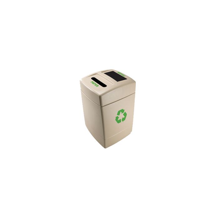 Commercial Zone Recycle55 Paper/Trash Recycling Container - 55 Gallon Capacity - 25" L x 27" W x 41 1/4" H - Dark Pearl with Green Labeling