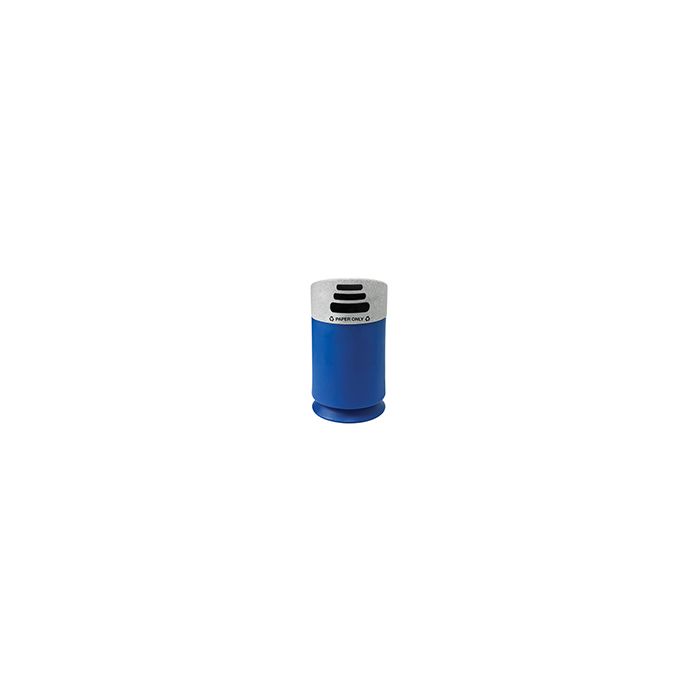 Commercial Zone 7531414099 Galaxy Collection Recycling Receptacle with "Paper Only" Lid - 30 Gallon Capacity - 21 1/2" Dia. x 39 1/2" H - Blue Base with Comet Gray Top