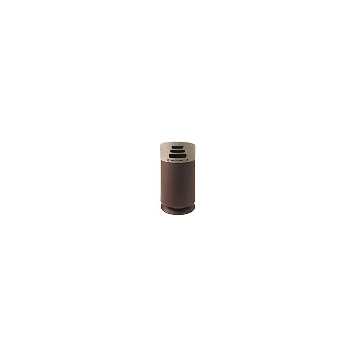 Commercial Zone 7532413999 Galaxy Collection Recycling Receptacle with "Paper Only" Lid - 35 Gallon Capacity - 21 1/2" Dia. x 42 1/2" H - Brown Base with Lunar Sand Top