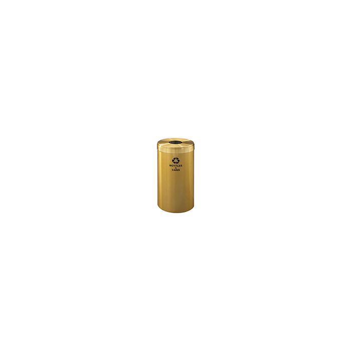 Glaro B1542BE "RecyclePro Value" Receptacle with Round Opening - 23 Gallon Capacity - 15" Dia. x 30" H - Satin Brass