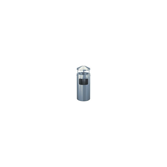Glaro H1503SA New Yorker Collection Canopy Top Receptacle with Sand Urn - 10 Gallon Capacity - 15" Dia. x 39" H - Satin Aluminum