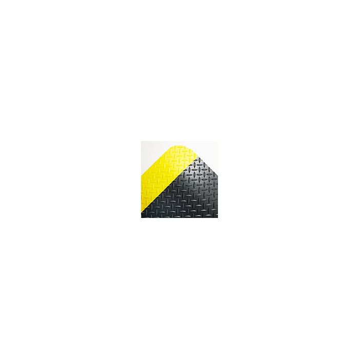 Crown Mats Industrial Deck Plate Anti-Fatigue Mat with Foam Backing - Black with Yellow Border