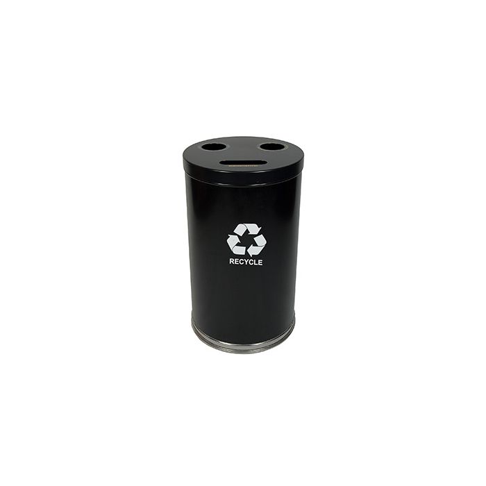 Witt Industries 18RTBK Three Opening Recycling Container - 33 Gallon Capacity - 18" Dia. x 33" H- Black in Color
